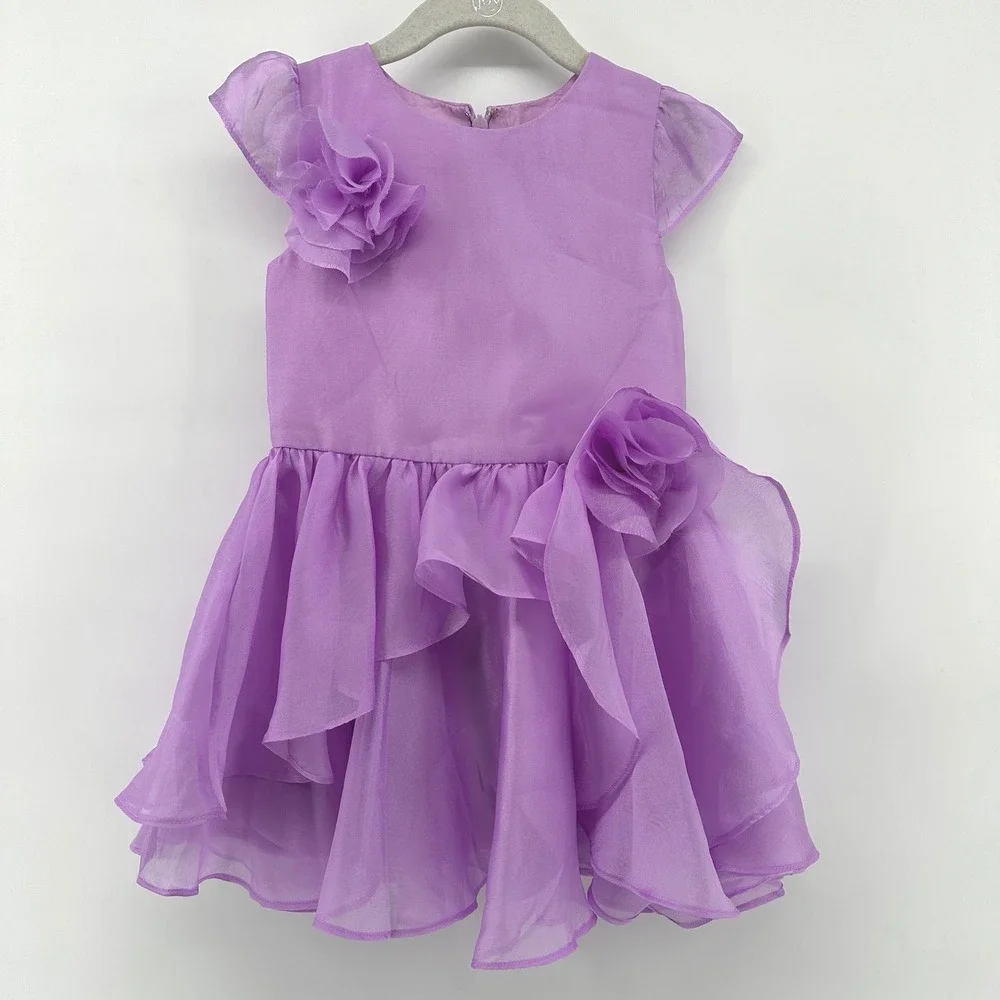 Bardot Junior Girls Lilac Purple Floral Applique Ruffle Dress 1188DBG Size 4 NEW